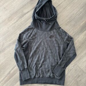 Nike Hoodie Womens Medium Black Jacquard Rally Cowl Funnel Neck